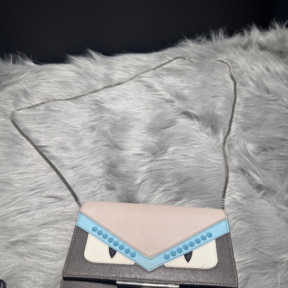 Fendi Monster Bug Pink Leather Wallet on a Chain~With COA - Picture 6 of 11